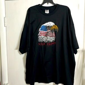 Black T-shirt with a bald eagle with American flag